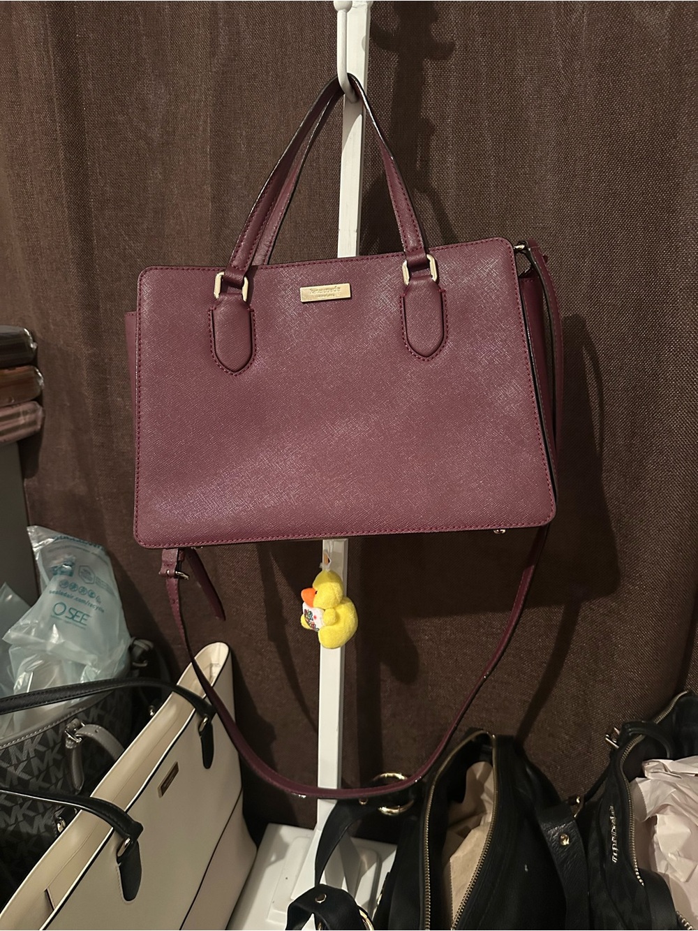 kate spade Plum Structured Satchel with Gold Hardware